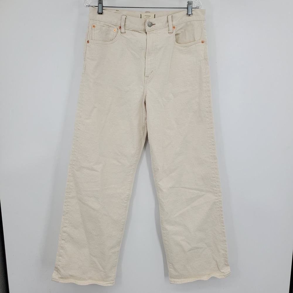 American Eagle AE77 Stovepipe Selvedge‎ Cream Denim Jeans Women Size 14 Straight